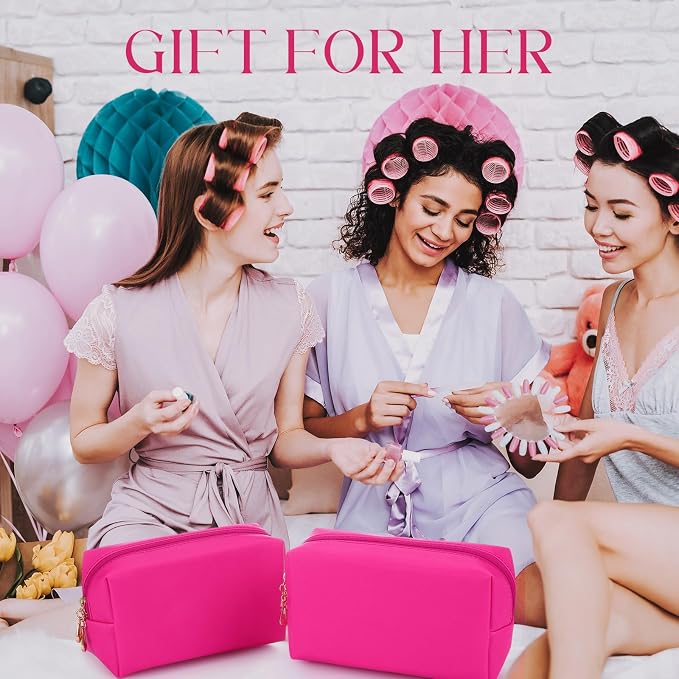 Kigeli Aesthetic Makeup Bags PU Leather Cosmetic Pouches Waterproof Plain Toiletry Bags Makeup Pouches Bulk for Women Party Gift Travel Storage Organizer(Rose Red,7.1 x 2.8 x 4.3 in) - Image 5