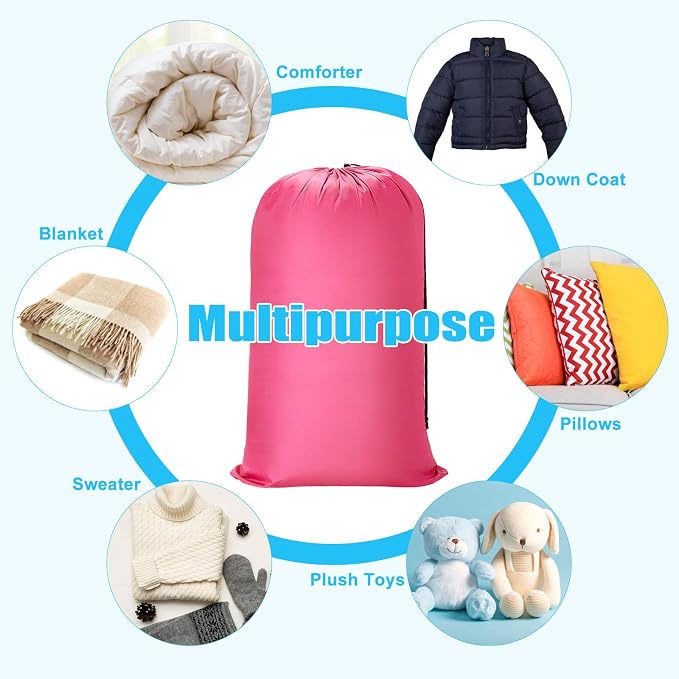 Nuogo 20 Pcs Laundry Bag Washable Travel Laundry Bags with Drawstring Lock Closure Large Heavy Duty for Camping Tent Blankets Dirty Clothes Yarn Fabric Storage, 38 x 24 Inches(Black, Blue, Pink) - Image 6