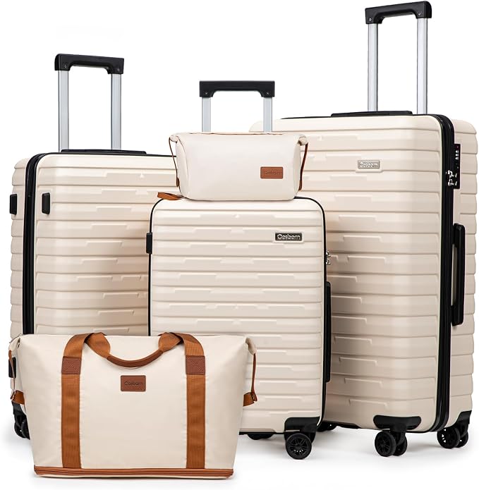 Cosbarn Luggage Sets 5 Piece Suitcases with Wheels, Suitcase Set ABS Hard Case Luggage with Spinner Wheels Durable Travel Luggage by Cosbarn