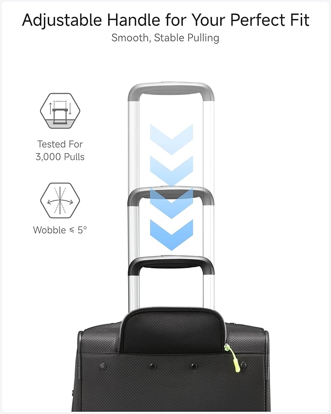 LUGGEX Carry On Luggage with Wheels, Expandable Soft Sided Rolling Suitcase with 8 Spinner Wheels & Aluminum Handle, Lightweight Travel Bag for Business Weekend Trip (UX-Core, Blue,20 Inch) - Image 6