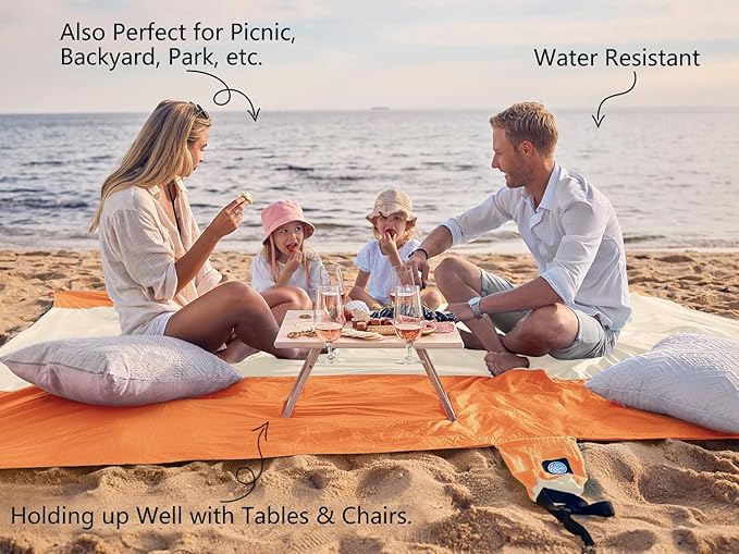 WEKAPO Beach Blanket Sandproof Waterproof, Extra Large Beach Mat, Oversized & Compact Sand Free, Quick Drying Beach Essentials for Vacation, Cruise, Picnic & Camping with Stakes - Image 4