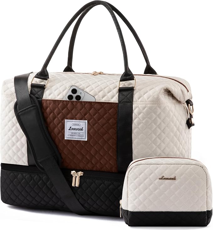 LOVEVOOK Travel Duffle Bag,Weekender Bags for Women with Shoe Compartment，Carry on Overnight Bag with Toiletry Bag,Gym Duffel Bag with Wet Pocket, Hospital Bags for Labor and Delivery by LOVEVOOK