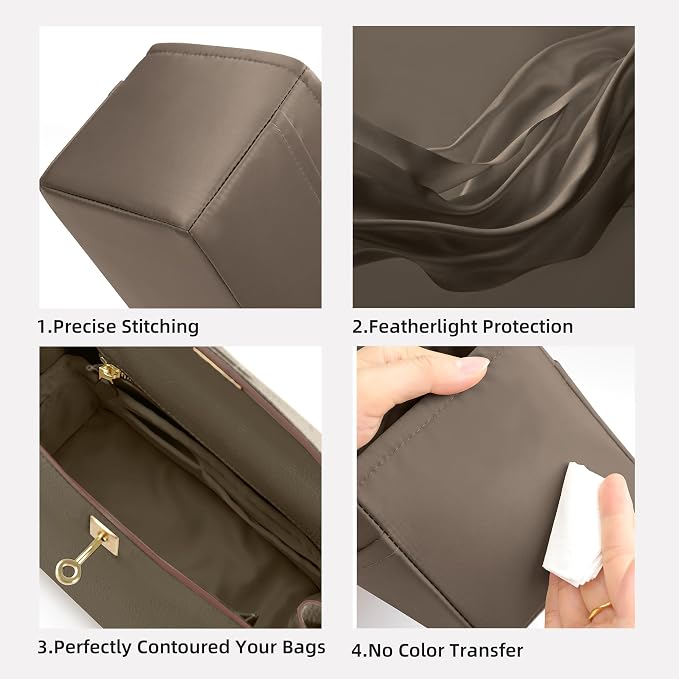 DGAZ Silk Purse Organizer Insert for Birkin Bag(Etoupe grey, BK30) | Soft and Lightweight,Perfect Fit,Multi-pocket Storage,Bag Protector,Luxury Bag Care,Handmade,for Smooth Bag Organizer - Image 4