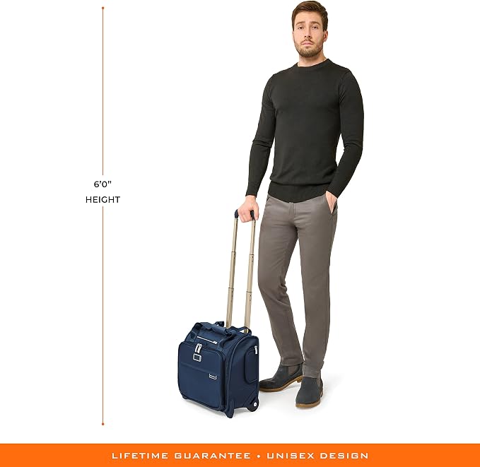 Briggs & Riley 2-Wheel Cabin Bag - Carry On Luggage for Travel, Suitcases with Wheels, Softside Rolling Bag for Men & Women, Interlocking Handle, Self-Repairing Zipper - Baseline Collection, Navy - Image 11