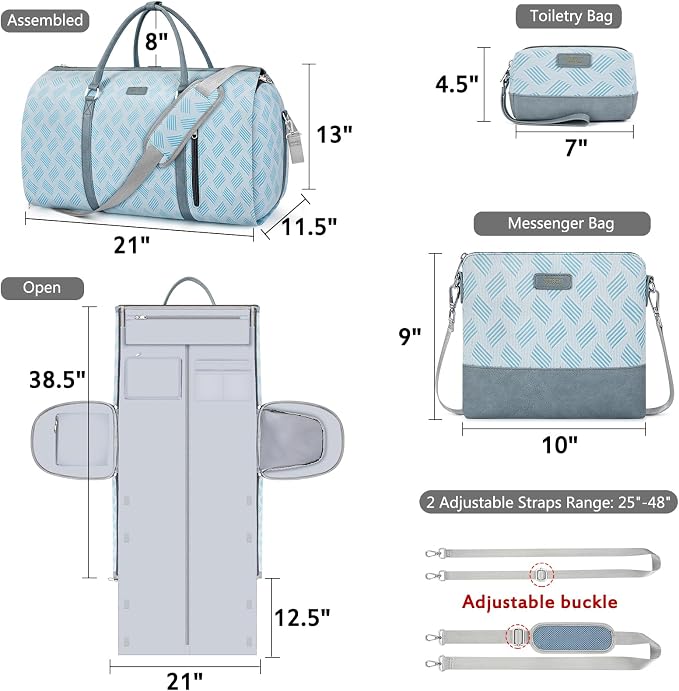 Convertible Garment Duffel Bag for Travel - Carry On Garment Bags With Toiletry Bag Large Weekender Bag for Men Women 2 in 1 Hanging Suitcase Suit Travel Duffel Overnight Bags 4pcs Set - Image 5