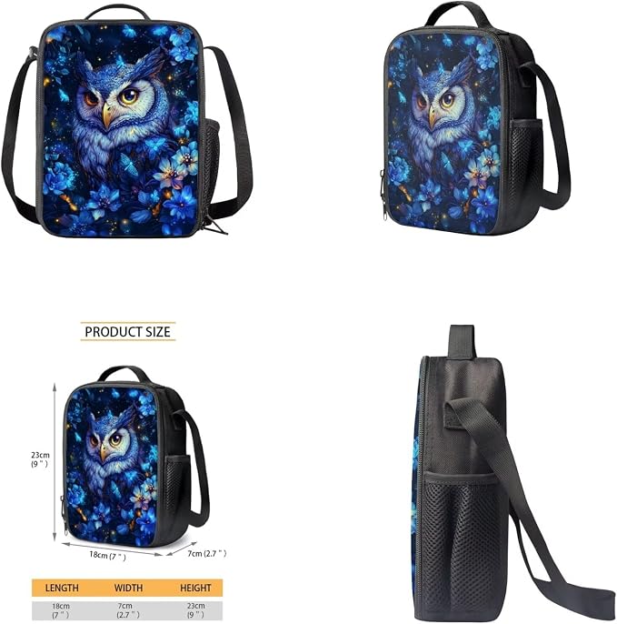 Blue Owl Kids School Backpack with Lunch Box Bag Girls 10-12 Lightweight Tote Bag with Water Bottle Pocket Pencil Pouch for School Picnic Vacation Travel Birthday Gifts for Students - Image 4