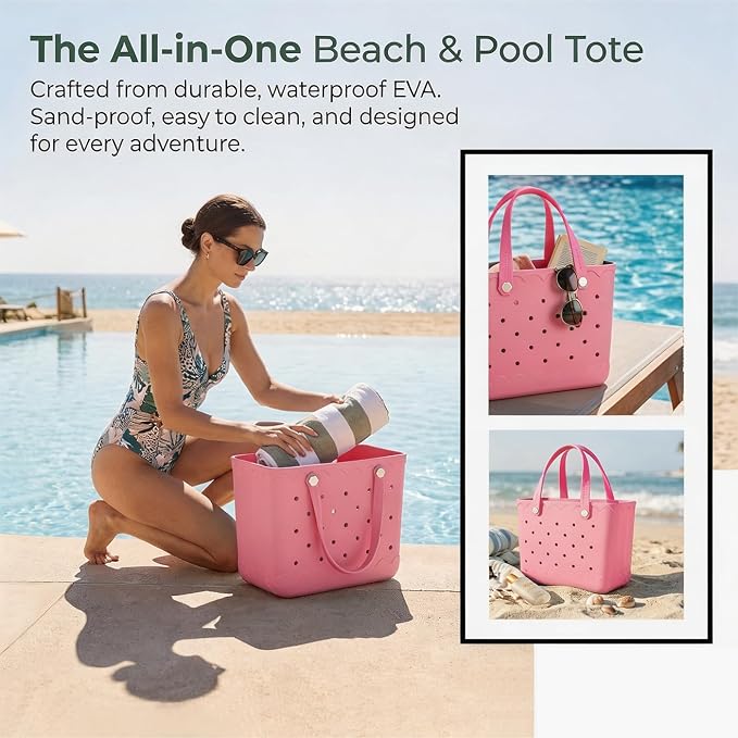 Rubber Beach Bag Waterproof Durable Large Tote Bag for Beach Sports Pool Swim Travel EVA Tote - Image 4