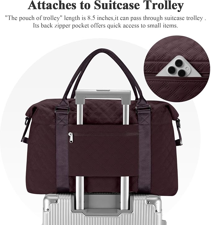 Travel Duffel Bag, Carry On Overnight Weekender Bags for Women | Travel Bag with Wet Pocket & Trolley Sleeve, For Spirit Airlines 18x14x8 Personal Item Bag - Image 7
