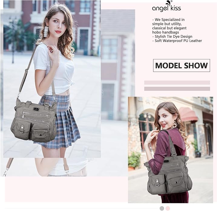 Angelkiss Purses Handbags for Women PU Tote Satchel Bags for Women Pockets Shoulder Bags… | PU - Image 8