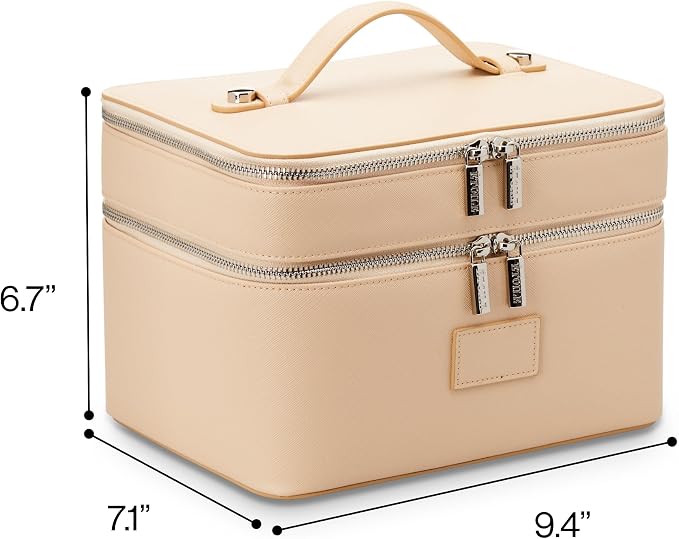 ETOILE - Duo Vanity Case Beige - Large Functional Travel Makeup Bag Organizer with Removable Divider & Mirror - Image 8