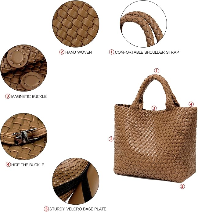 JINMANXUE Fashion Woven Bag Shopper Bag Travel Handbags and Purses Women Tote Bag Large Capacity Shoulder Bags - Image 6