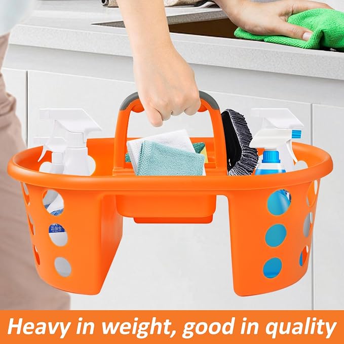 SIMPLYKLEEN Large Shower Caddy Portable 2PC - Made in USA Plastic Jumbo Size Dorm Storage Candy Tote with Handle Shower Organizer for Bathroom, Pantry, Kitchen, College Dorm, Orange - Image 9