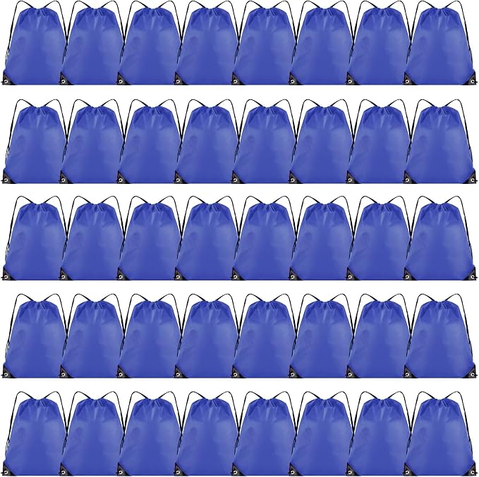 Grneric 40 Pieces Drawstring Backpack Bulk Cinch Sackpack Ployster Drawstring Bags for Gym Party Trip(Navy Blue) by Grneric