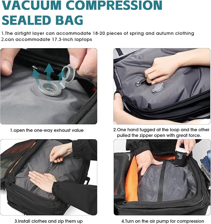 TANGCORLE Vacuum-Compressed Travel Backpack: Expandable, Airline-Approved Laptop Backpack—Unisex Business Backpack - Image 3