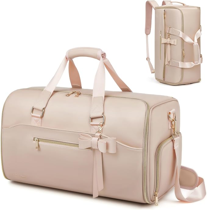 Garment Duffle Bags for Travel,Moulyan Convertible Carry on Garment Bag with Shoe Compartment,3 in 1 Waterproof Travel Suit Bag with Shoulder Strap for Men Women, Pink, Fashion,business by Moulyan