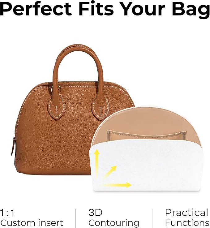 Purse Organizer Insert for HERMES Bolide Mini Handbag,Custom Fit Inside Premium Vanile Lightweight WaterResistant Tote Bag Insert Accessories - Image 3