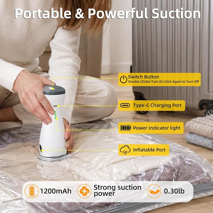 Rechargeable Air Pump Storage Bags 20Pack Travel Compression Bags - Image 5