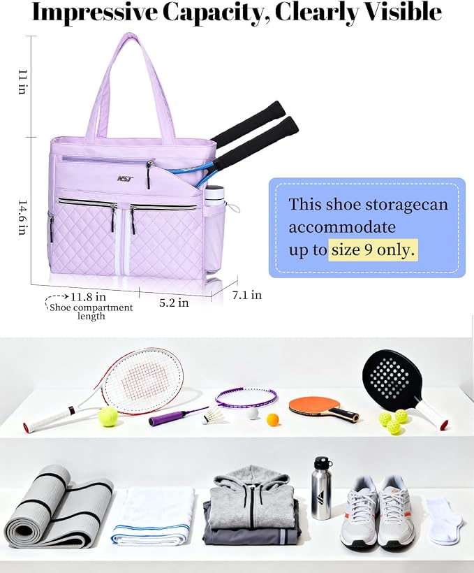 Tennis Bags for Women, Tennis Bag Holds 2 Rackets, Gym Bags with Ventilated Shoe Compartment, Suitable for Pickleball Tennis Badminton - Image 5