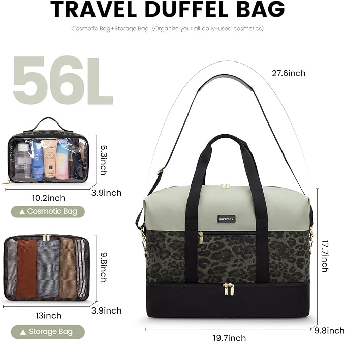 LOVEVOOK Weekender Bag for Women, Large Duffle Bag for Travel with 2 Packing Cubes, Carry on Overnight Bag with Shoe Compartment, Mom Hospital Bags for Labor and Delivery - Image 3
