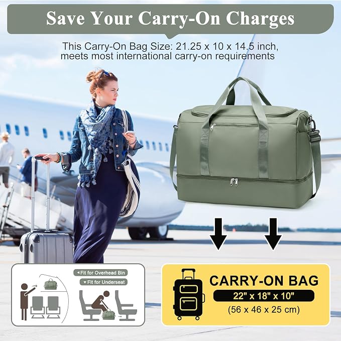 Extra Large Travel Duffle Bag,Carry on Overnight Weekend Bag with Shoes Compartment,Weekender Bags for Women for Travel Business Trips Sport Hospital - Image 2