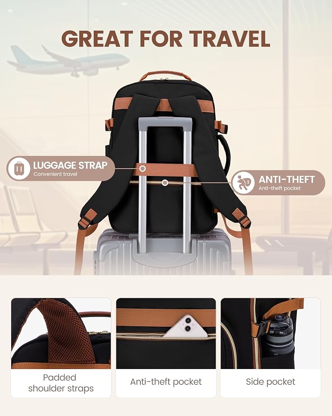 LOVEVOOK 50L Travel Backpack Flight Approved Carry on Backpack,3 Packing Cubes,Waterproof Personal Item Travel Bag,TSA Carry on Luggage Suitcase Travel Essentials,Gifts for Women & Men,fits 18" Laptop - Image 6