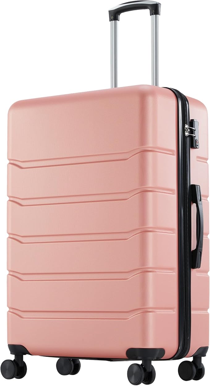 OLIXIS 24 Inch Luggage, Hardside Suitcase with Spinner Wheels, Lightweight ABS Hard Shell Checked Luggage, TSA Approved Lock, Expandable Medium Suitcase for Travel & Business–Pink by OLIXIS