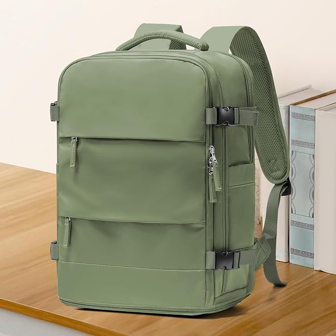 coowoz Travel Backpack For Women Men,Carry On Backpack,Hiking Backpack Waterproof Outdoor Sports Rucksack Casual Daypack travel essentials（Gray Green） - Image 2