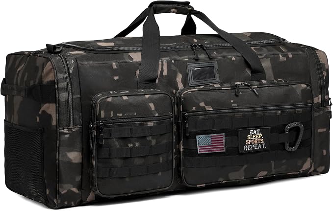 130L Extra Large Duffle Bag for Men, Heavy Duty Duffle Bag for Travel, Large Sports Gym Equipment Bag for Hockey Football Soccer Baseball Basketball & Team training, Dark CM by HAMBOLY