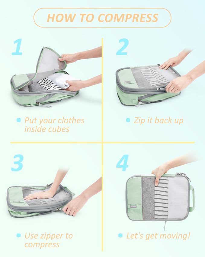 BAGSMART 6 Set /4 Set/2 Set Compression Packing Cubes for Travel, Lightweight Luggage Organizer Bags, Durable Space Saver Bags Travel Essentials - Image 6