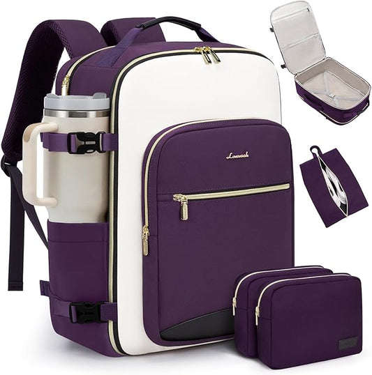 LOVEVOOK 50L Travel Backpack for Women & Men, Airline Approved Carry On Luggage with 3 Packing Cubes, TSA Overnight Bags, Waterproof Personal Item Bag, Weekender Essentials Backpacks fits 17" Laptop by LOVEVOOK