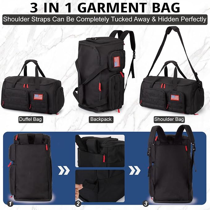 ATRIPACK Duffle Bag for Men,Tactical Duffle Bags for Travel,55L Large Capacity Convertible Garment Bag With Shoes Compartment, Multi-functional Gym Bags Suit Bag for Traveling Workout Business Trip - Image 7