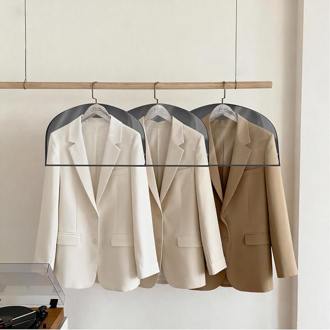 Shoulder Covers for Hanging Clothes (Set of 10) Breathable Garment Dust Covers Clothes Protectors Covers for Closet with 2" Gusset for Suit, Coats, Jackets, Dress - Image 6