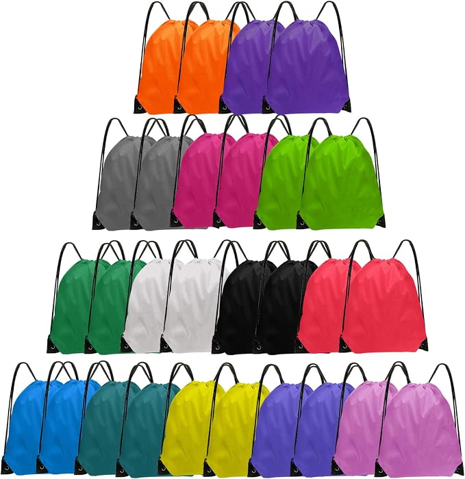 Grneric 28 Pcs Drawstring Backpack Bulk String backpack Drawstring Bags Cinch Sack Gym Sport Traveling String Bag for Men Women by Grneric