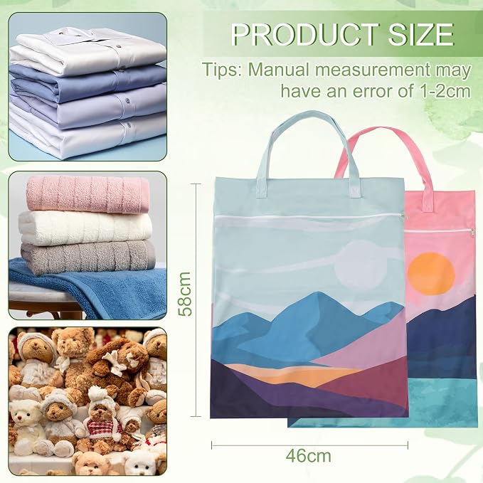 HOTUT Travel Laundry Bag,2pcs Waterproof Bathing Suit Workout Bag,Dirty Clothes Bags with Zipper for Home,Travel,Holiday,Camping,Caravan,Dormitory - Image 2