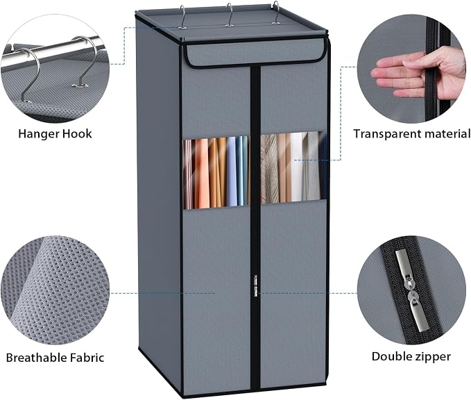 Zilink Garment Bags for Clothes Storage 40" Suit Bags for Closet Storage with Clear Window Space Saving Hanging Garment Bag for Suits, Shirts, Short Skirts, Grey, 2-Pack - Image 5