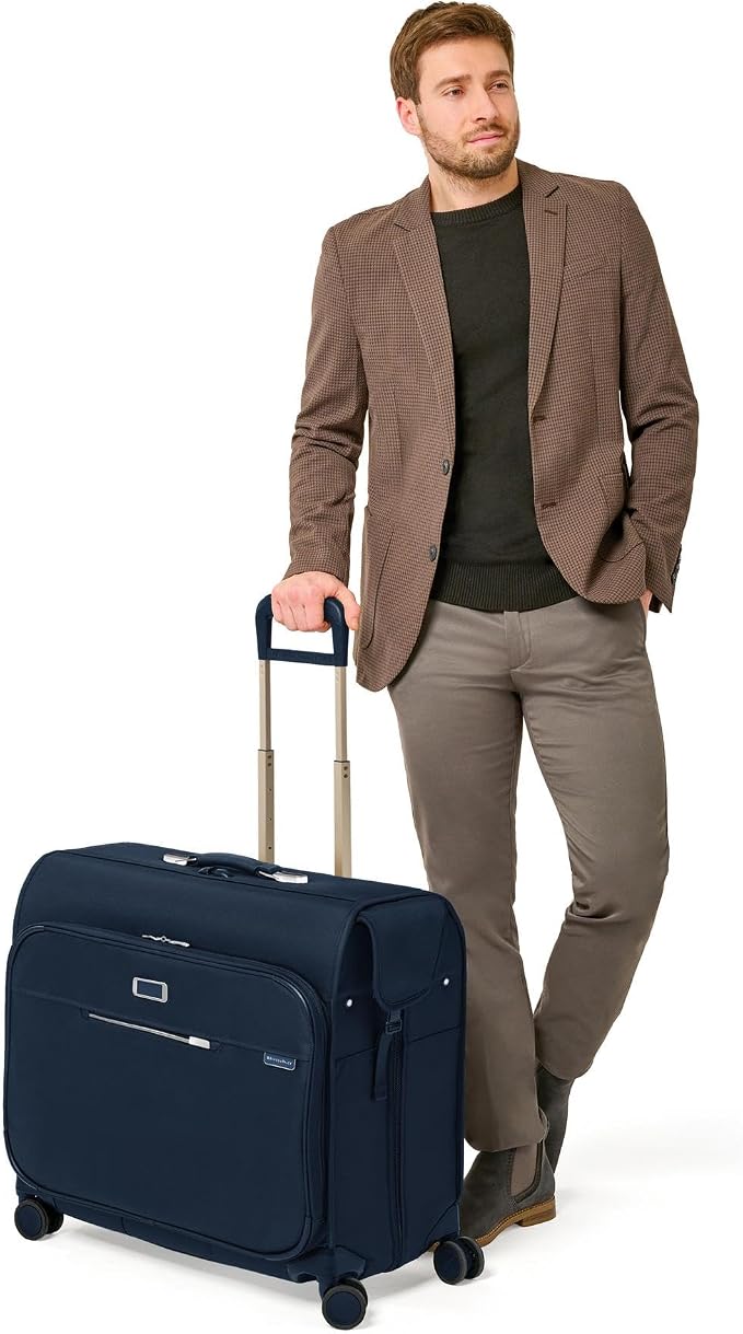 Briggs & Riley Deluxe Wardrobe Spinner - Checked Luggage for Travel, Suitcases with Wheels, Softside Rolling Bag for Men & Women, Built in Hook for Clothes - Baseline Collection, Navy - Image 11