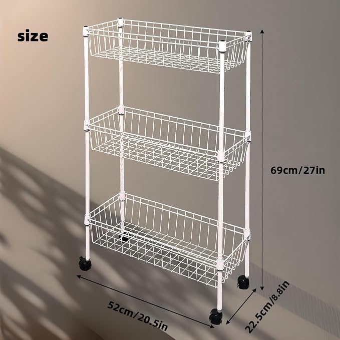 NSF white 3-layer storage rack, refrigerator crevice rack, washing machine crevice rack, laundry room dirty clothes storage, multifunctional household epoxy resin deep mesh basket - Image 2