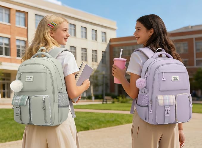 School Backpack for Teen Girls, Big Student Laptop Backpack Aesthetic Bookbags for College Women Elementary Middle High School Travel Mochilas Escolares, Light Green - Image 6