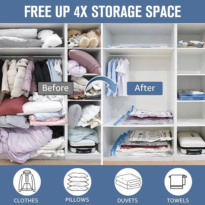 BoxLegend Vacuum Bag Vacuum Storage Bag Travel Vacuum Reusable Garment Bag for Clothing Duvets Bedding Pillow Wool Blankets - Image 2