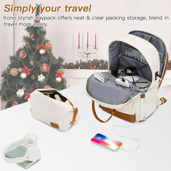 Kono Luggage Set 3 Piece Carry On Hardside Luggage with Spinner Wheels | Lightweight PC+ABS Carry On Suitcase with TSA Lock Cream White - Image 3