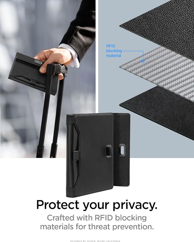 Spigen Life for Passport Card Cover Holder with RFID Blocking Technology Wallet Travel Documents Organizer Protector Accessories, SIM Card Pin Included - Image 5