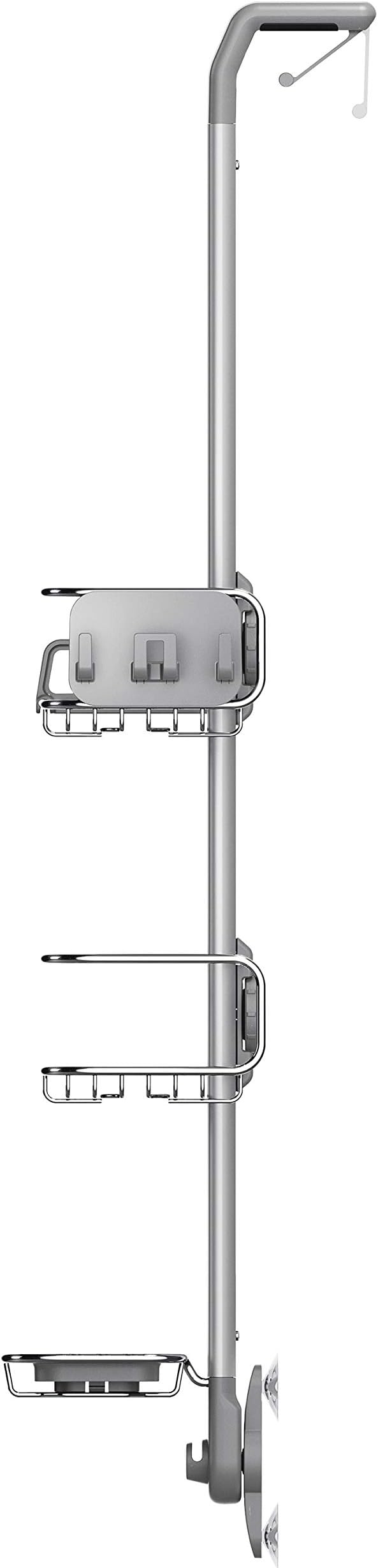 simplehuman Over Door Shower Caddy, No-Drill Auto-Tightening Hanger for Glass Shower Doors, Quick-Adjust Shelves, Quick-Dry Soap Dish, Bathroom Organizer, Rust-Proof Stainless Steel - Image 2