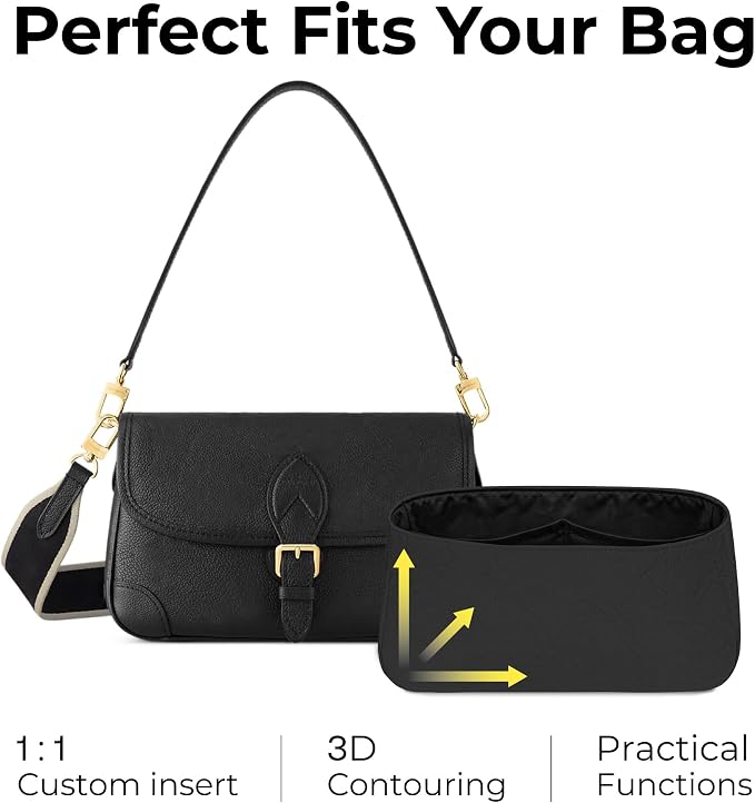 Lightweight Purse Organizer Compatible with LV Diane | Handcrafted DuPont™ Tyvek®,Handbag Organizer Insert,1:1 Custom Fit,Matte Black,Designed for Minimalists and Daily Commute - Image 3