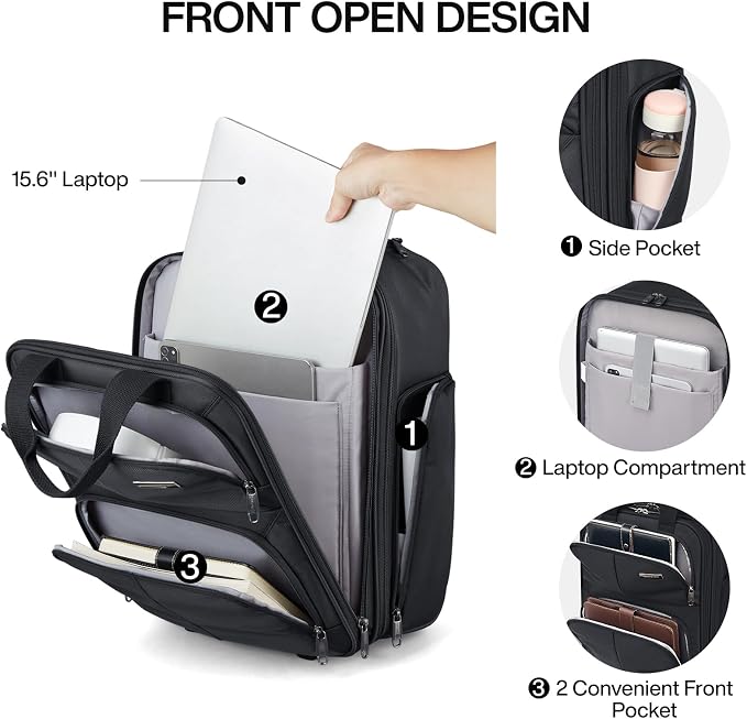 Hanke 16 Inch Underseat Carry On Luggage With Wheels, Small Rolling Suitcase Lightweight Under Seat Carry On Bag, Airline Approved Personal Item Overnight Softside Travel Luggage Bag,Black - Image 5