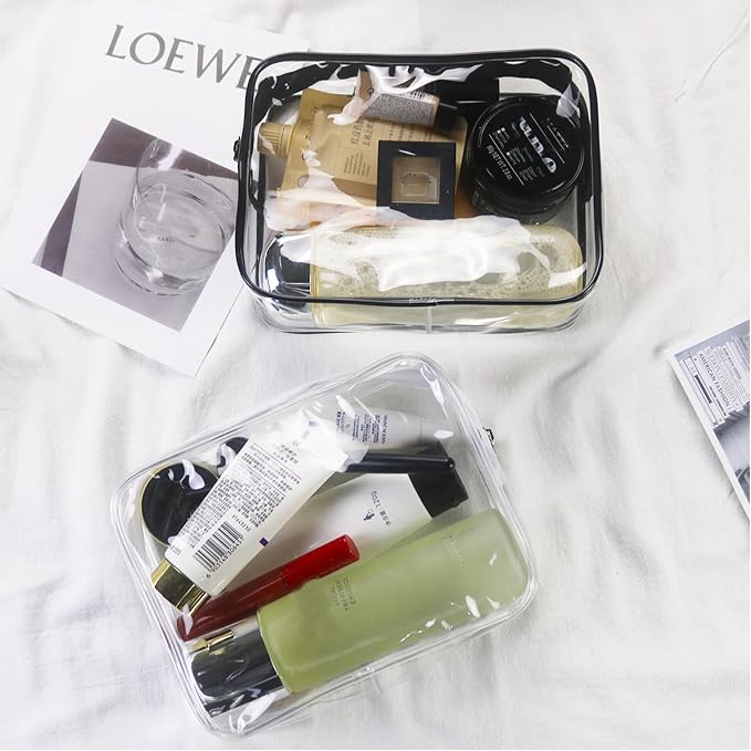 20 Packs Clear Cosmetics Bags for Women Men Waterproof Toiletry Bags PVC Makeup Bags Organizer Case with Zipper for Travel Bathroom (Black) - Image 3