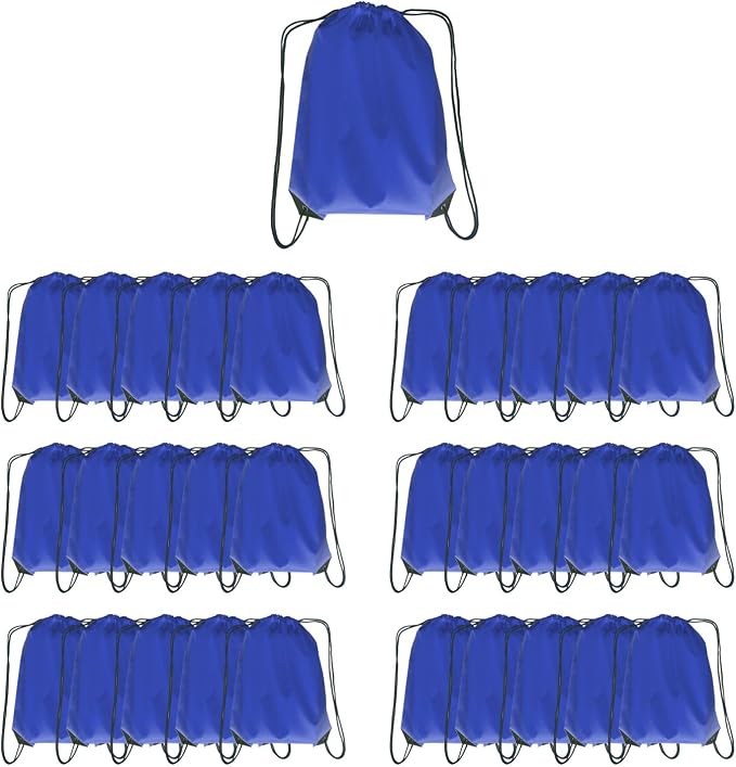 Drawstring Backpack Bulk 30 packs Draw String Backpack Bags DIY Gym Sports trip Traveling Yoga ride Pedestrianism Cinch Bag Sackpack Drawstring (royal blue) by Unknown