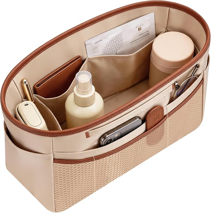 GIVLEFLY Purse Organizer Insert for Tote Bag, 12.99 Inch Satin Bag Organizer, Multi Pocket Handbag Organizer for Everyday Totes by GIVLEFLY