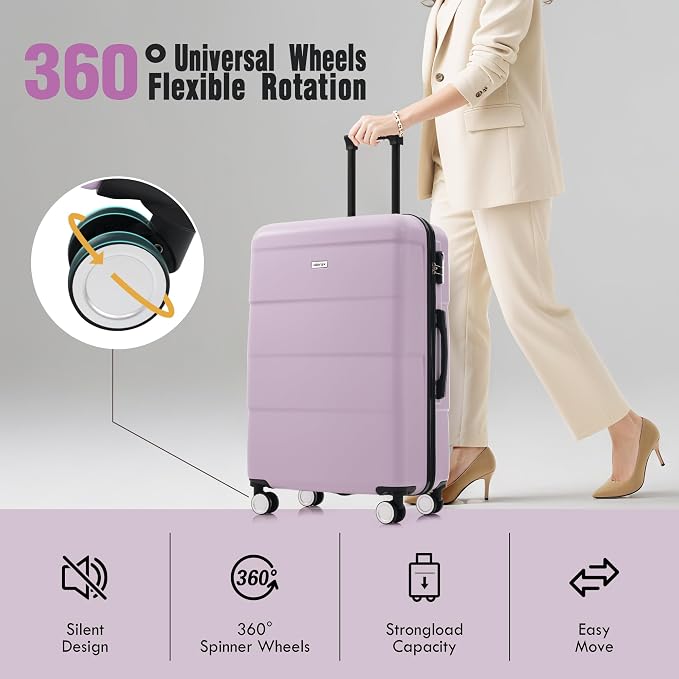Merax Luggage Sets of 3 Piece Carry on Suitcase Airline Approved, | Hardcase Suitcase Set with Double Spinner Wheels,20+24+28 inch - Image 3