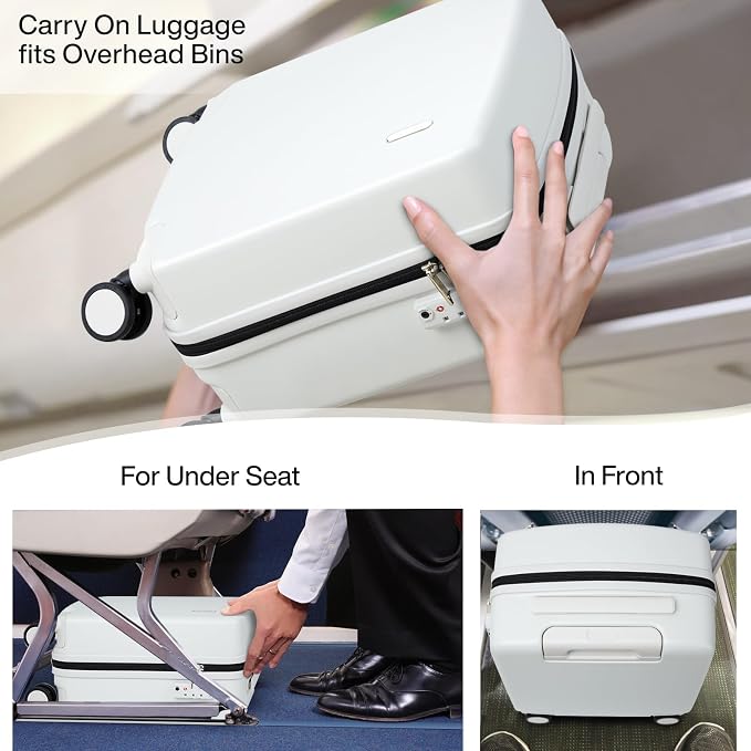 Hanke 16 Inch Underseat Carry On Luggage, Airline-Approved Hard Shell Small Suitcase with Spinner Wheels, Lightweight Tsa Lock Travel Luggage for Short Trips(Smoke White) - Image 2
