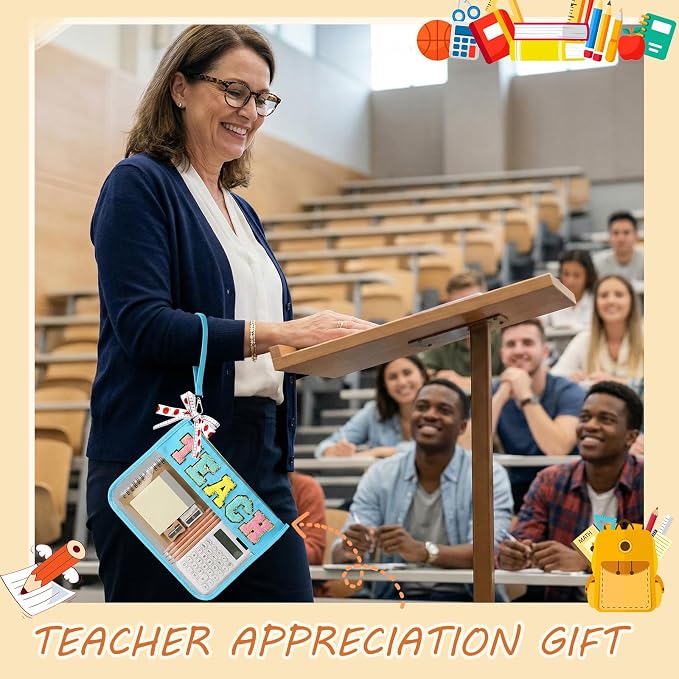 8 Pcs Teacher Appreciation Gifts Teach Chenille Letter Makeup Bag Monogram PVC Clear Zipper Pouch Wristlet Travel Cosmetic Bag Graduation Thank You Teacher Gift for Women(Colorful Letter) - Image 2